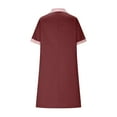 thumbnail image 4 of Medical Scrubs for Women Button Down Wine Nurse Dress Short Sleeve Dresses Plaid Working Uniform Workwear with Pocket L, 4 of 6