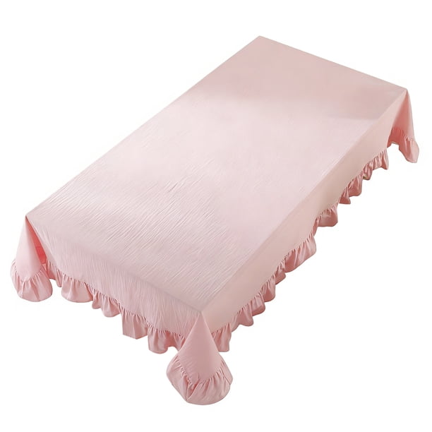 Mantel con volantes de color liso, rectangular, cuadrado, para mesa de comedor, para decoración de cocina, comedor y patio.