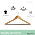 thumbnail image 2 of 20 Ganchos Para Ropa Madera Premium ZOMILUX, Perchas para Pantalones con Barra Antideslizante y Gancho Giratorio 360°, 2 of 5