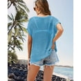 thumbnail image 4 of Beach Cover Up for Women Mesh Hollow Out Swimsuit Cover Up Short Sleeve Swimwear Pullover Crochet Tops Shermie, 4 of 6