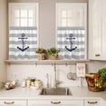 thumbnail image 3 of Grey Stripes Curtain Valances Set Anchor Nautical Geometric Kitchen Curtains 24&nbsp;inch Length Rod Pocket Valance and Tiers 3 Piece Set Small Bedroom Bathroom Laundry Decor, 3 of 9