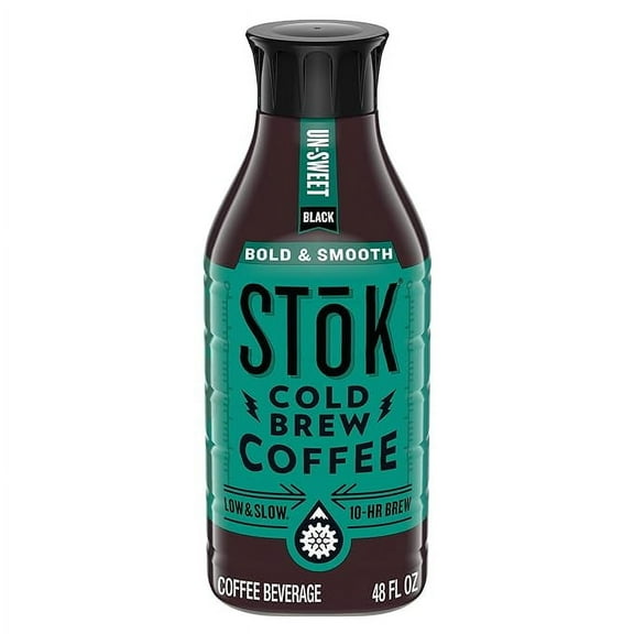 SToK Cold Brew Coffee, Arabica-Based Blend, Medium Roast Brewed Low and Slow, Unsweetened, Black Coffee, 48 FL OZ Bottle ( Pack of 2 )