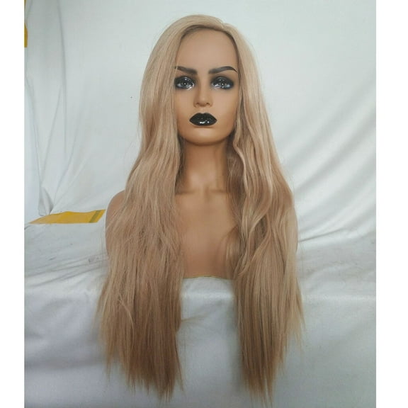 DOPI Headband Wigs Fashion Synthetic Hair Wig Fashion Long Wavy Women Gold Full Wigs Cap Gold