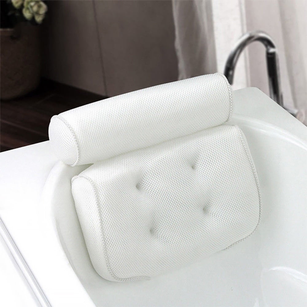 3D Mesh Bath Tub Spa Pillow Cushion Neck Back Support Foam Bathtub Suction Cup 