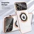 thumbnail image 3 of for Phone 13 Pro Max Case Magnetic Plating Case, 【Support for Magsafe】 Wide Lens Camera Protection Luxury Back Cover with Screen Protector Shockproof Electroplating Cover for Girls Women -White, 3 of 6