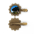 thumbnail image 1 of Luz verde paisaje natural de ciencias forestales Tocado de pieza de pelo de horquilla de flor de metal vintage, 1 of 3
