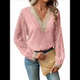 thumbnail image 1 of Blusas Elegantes e Informales con Cuello en V para Mujer, Blusas de Encaje de Larga, Blusas Tipo Túnica de Jacquard A para Otoño. Rosa M, 1 of 9