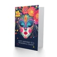 thumbnail image 2 of Cousin Happy Birthday Card Floral Headdress Love Hearts Flowers Venetian Mask For Her Greeting Card, 2 of 3