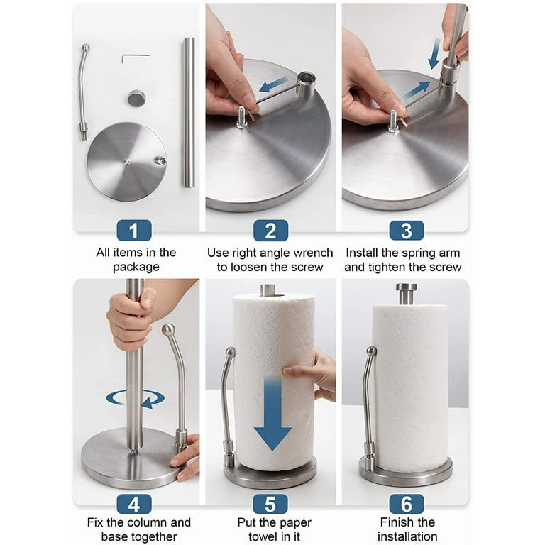 SMARTAKE Standing Paper Towel Holder, Damping Ratchet Design Paper