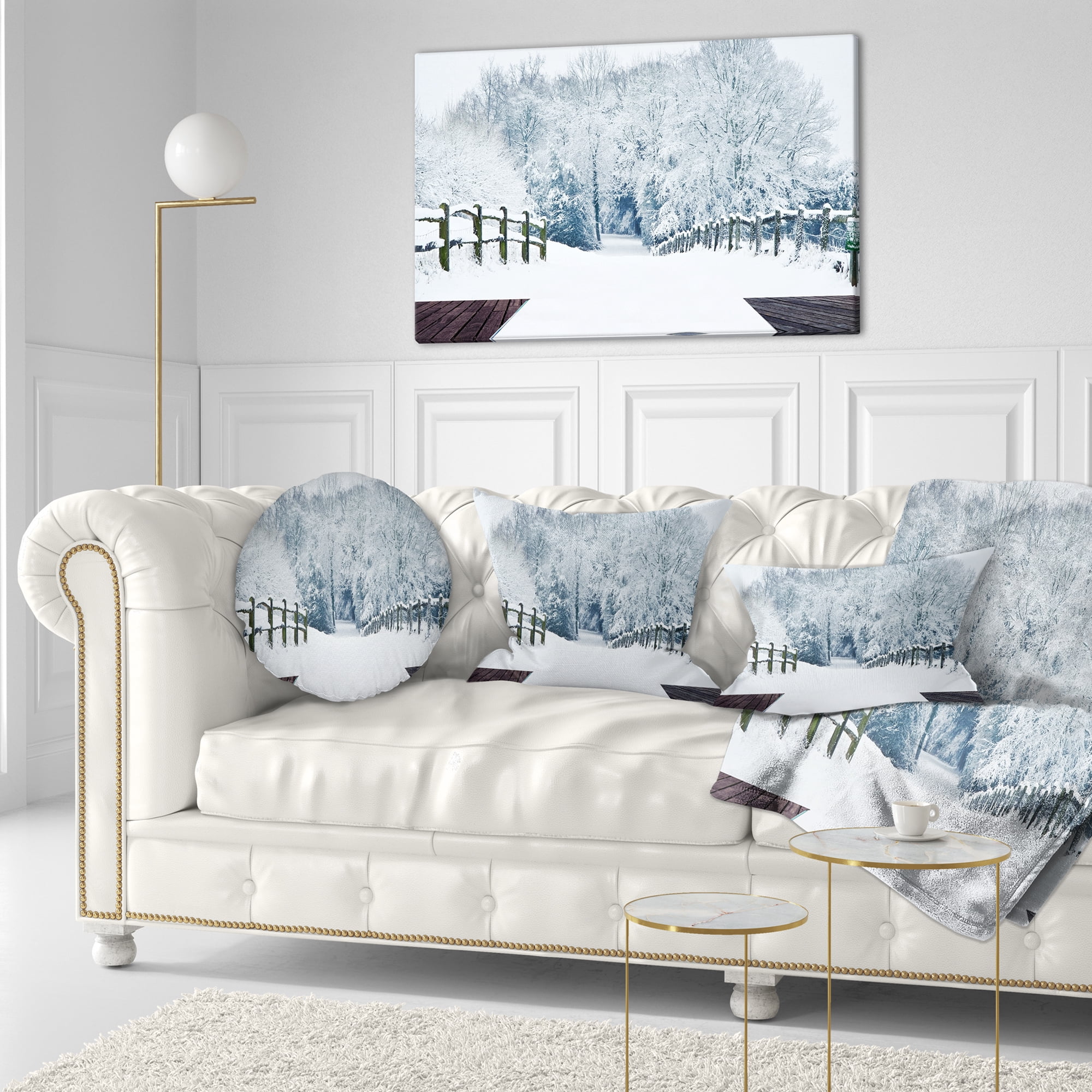 Designart Winter Wonderland - Landscape Printed Throw Pillow - 12x20