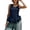 Blue, variant on Women's Casual Sleeveless Ruffle Hem Tank Top, Flowy Crew Neck Blouse, Lightweight Linen Blend Summer Layering Top Navy XL
