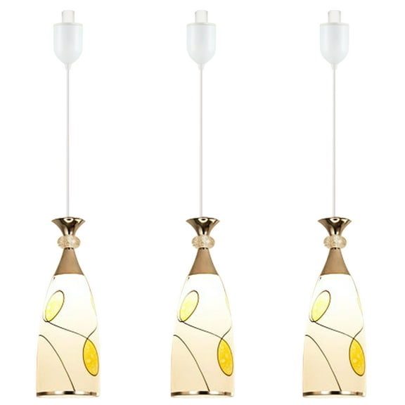 Kiven H-Type Track Lighting Light fixture,3-Light Modern Halo Track Pendant Light with Built-in Cable Wrapper and Glass Lampshade, Adjustable Length for Bedroom Kitchen Shop