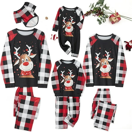 

MLFU Family Christmas Pajamas Cotton Long-Sleeve Sleepwear For Baby Girls Boys Kids Pajamas For Men Women Soft Comfy (Top+Pants)