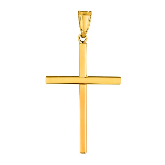 14K Yellow Gold All Shiny Small Cross Pendant by IcedTime