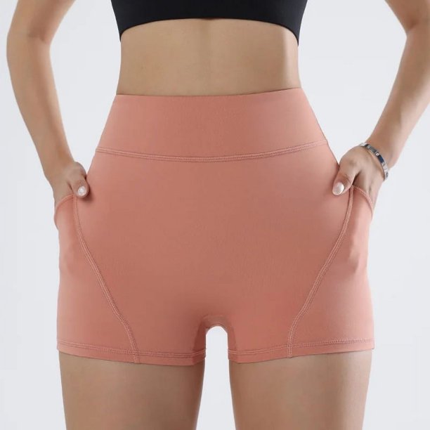 Pantalones cortos de Yoga suaves con bolsillos para mujer, ropa de cintura alta, pantalones cortos de gimnasio, pantalones cortos de entrenamiento transpirables, pantalones cortos deportivos Push Up