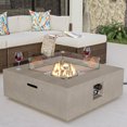 thumbnail image 6 of COSIEST Outdoor Propane Square Fire Pit Table, Gray Faux Stone 35-inch Planter Base, 50,000 BTU Stainless Steel Burner, Transparent Gray Fire Glass and Rain Cover, Metal Lid, 6 of 8