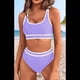 thumbnail image 3 of Conjuntos de Bikini para Mujer, Trajes de Baño Deportivos de Dos Piezas, Trajes de Baño de Corte Alto con Bloques de Color, , XL, 3 of 5