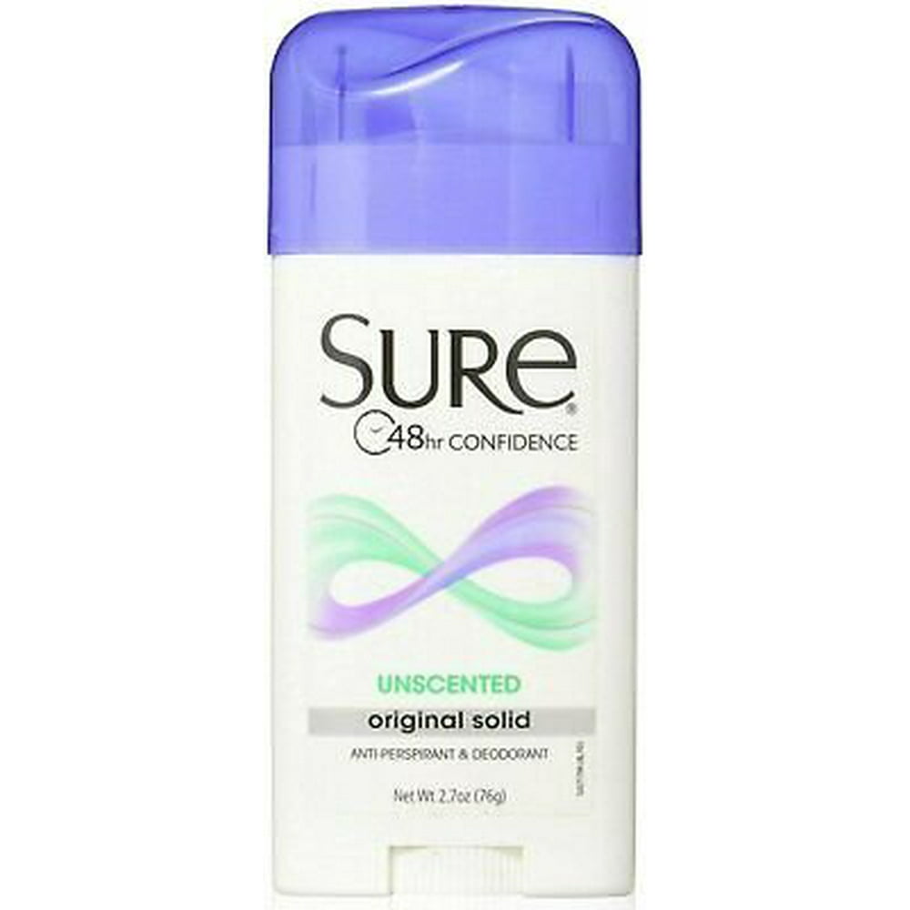 Sure Original Solid AntiPerspirant and Deodorant, Unscented, 2.7 Ounce