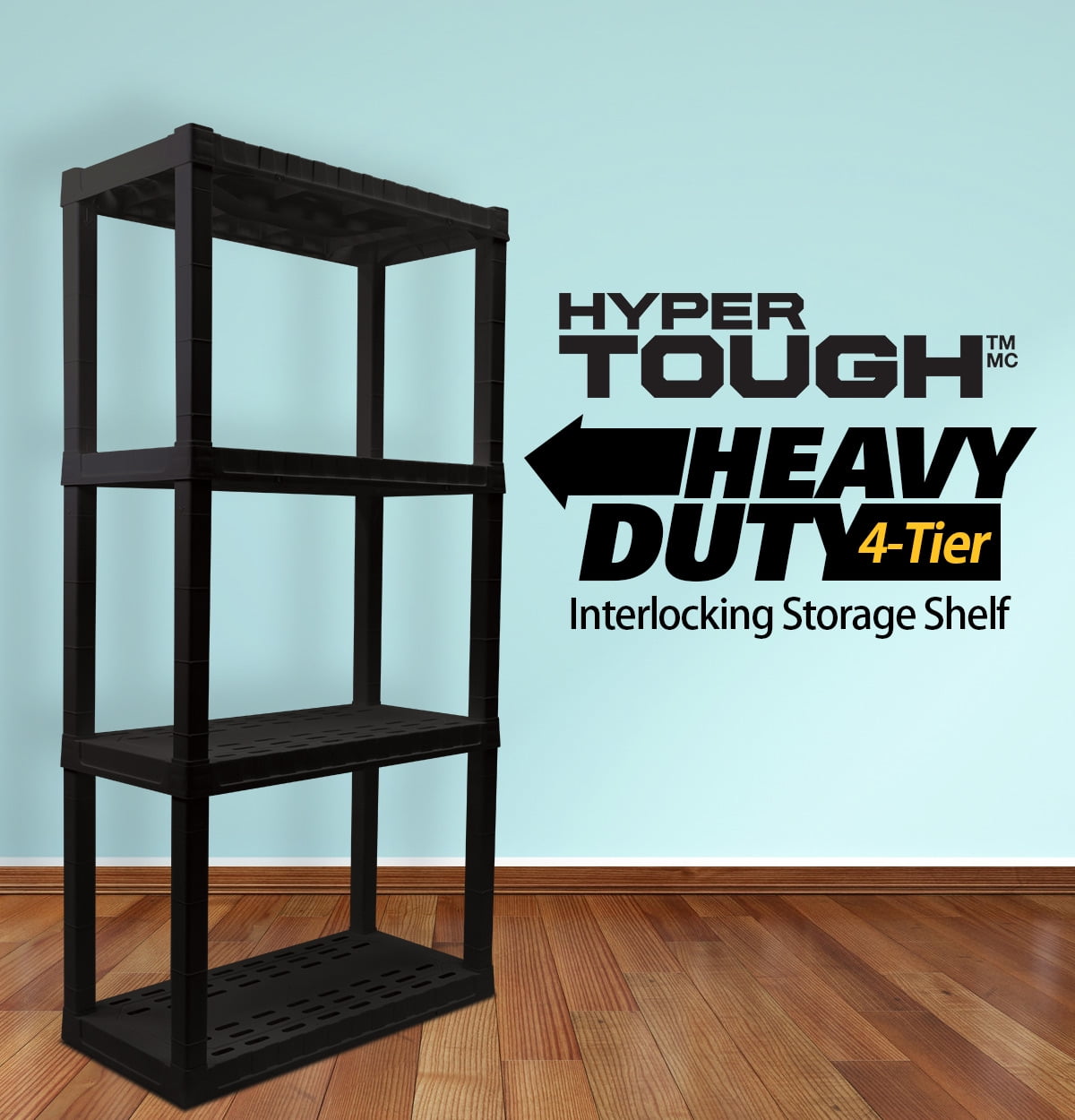 HYPER TOUGH 4-tier Interlocking Shelf (Black)