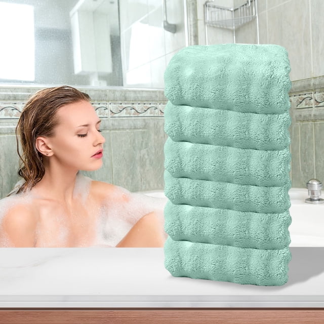 Xihbxyly Juego de Toallas de Algodón, Suaves y Absorbentes, de Secado Rápido, con Ganchos de Colores, Ideal para El Baño Diario, Regalo Perfecto para Adultos, Juego de 6 Toallas de Vellón.