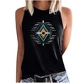 thumbnail image 1 of Birdeem Mode Femmes Imprimé Col Rond Sans Manches Chemises à Blocs Tunique T-Shirt Hauts, 1 of 6