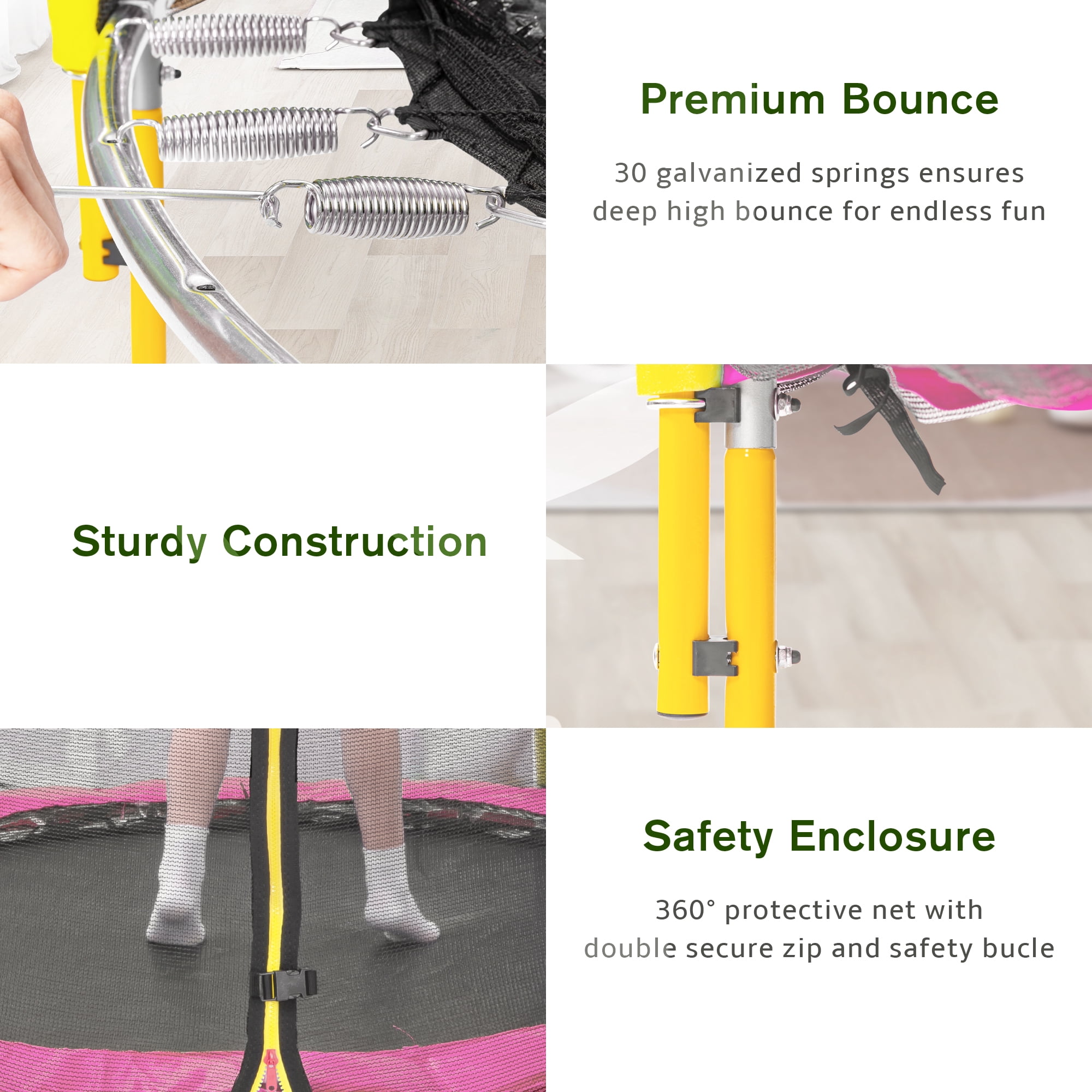 EUROCO 5.5FT Kids Trampoline with Basketball Hoop, Indoor & Outdoor Mini Toddler Trampoline with Enclosure Net, Easy to Assemble