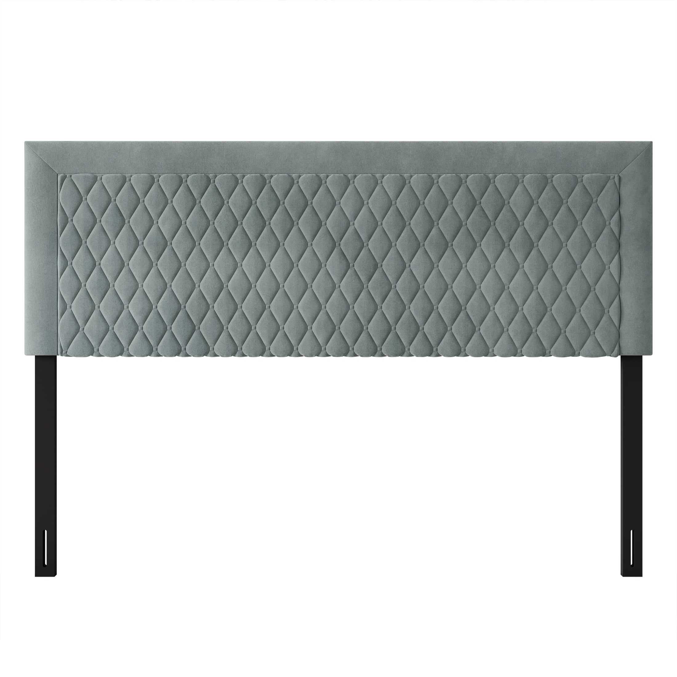 Castle Place Quilted Velvet Upholstered King Headboard, Light Blue