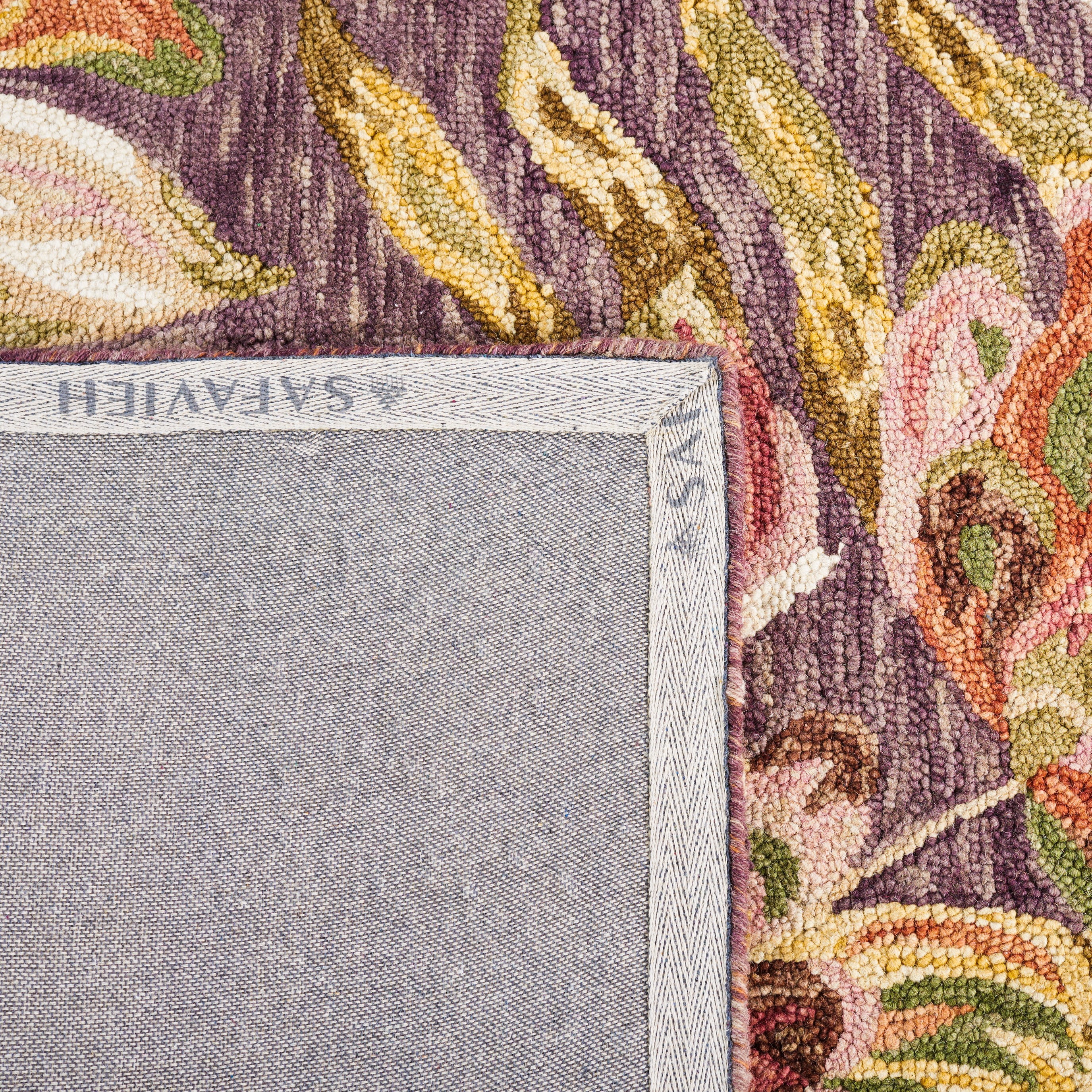 SAFAVIEH Blossom Tobias Floral Area Rug, Purple/Sage, 6' x 6' Square