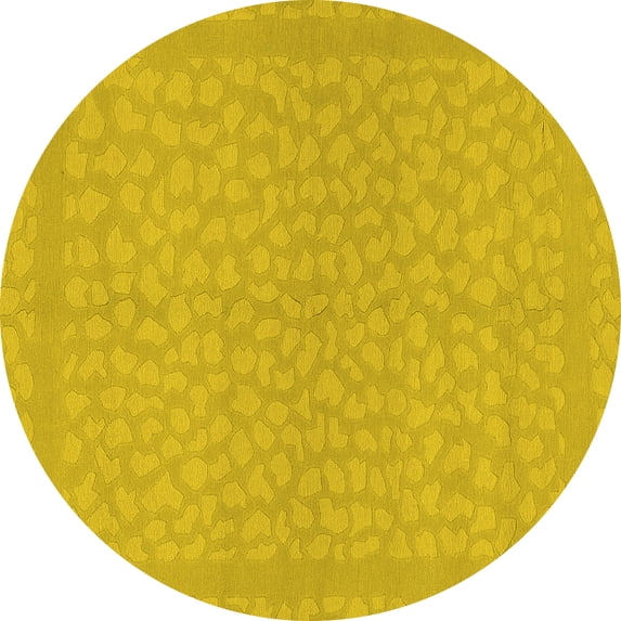 Ahgly Company Indoor Round Abstract Yellow Modern Area Rugs, 5' Round
