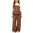 thumbnail image 3 of ITSAME Girls 2-Piece Long Sleeve Peplum Top and Pants Set Fall Winter Casual Knit Clothing Outfit Khaki Size 1T, 3 of 7