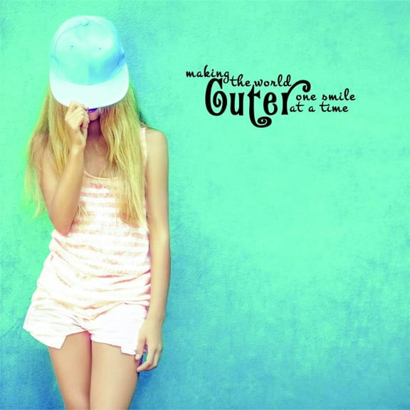 Decal - Peel & Stick Wall Sticker Making The World Cuter One Smile At A Time Teen Saying Bedroom Quote Decor Picture Art 8x20 Inches