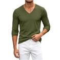 thumbnail image 6 of Kosheko Men's V-Neck Mesh Breathable Long-Sleeve Tee, Moisture Wicking Quick-Dry Fabric for gym practices Green M, 6 of 9