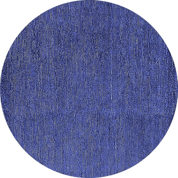 Ahgly Company Machine Washable Indoor Round Solid Blue Modern Area Rugs, 4' Round