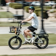 GOTRAX E-Cargo Electric Bicycle for Urban Commuting, 500W, 264lb, 20 mph & 20 mile Range, 26“ , LED Lights, White
