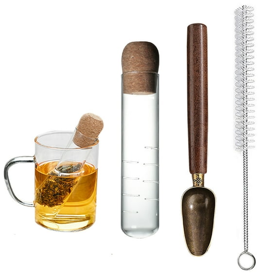 Sekonow Tea Infuser for Loose Leaf Tea, Glass Tea Infuser Tea Strainer with Teaspoon & Cleaning Brush, Reusable Loose Leaf Tea Steeper with Cork, Tea Diffusers for Loose Tea