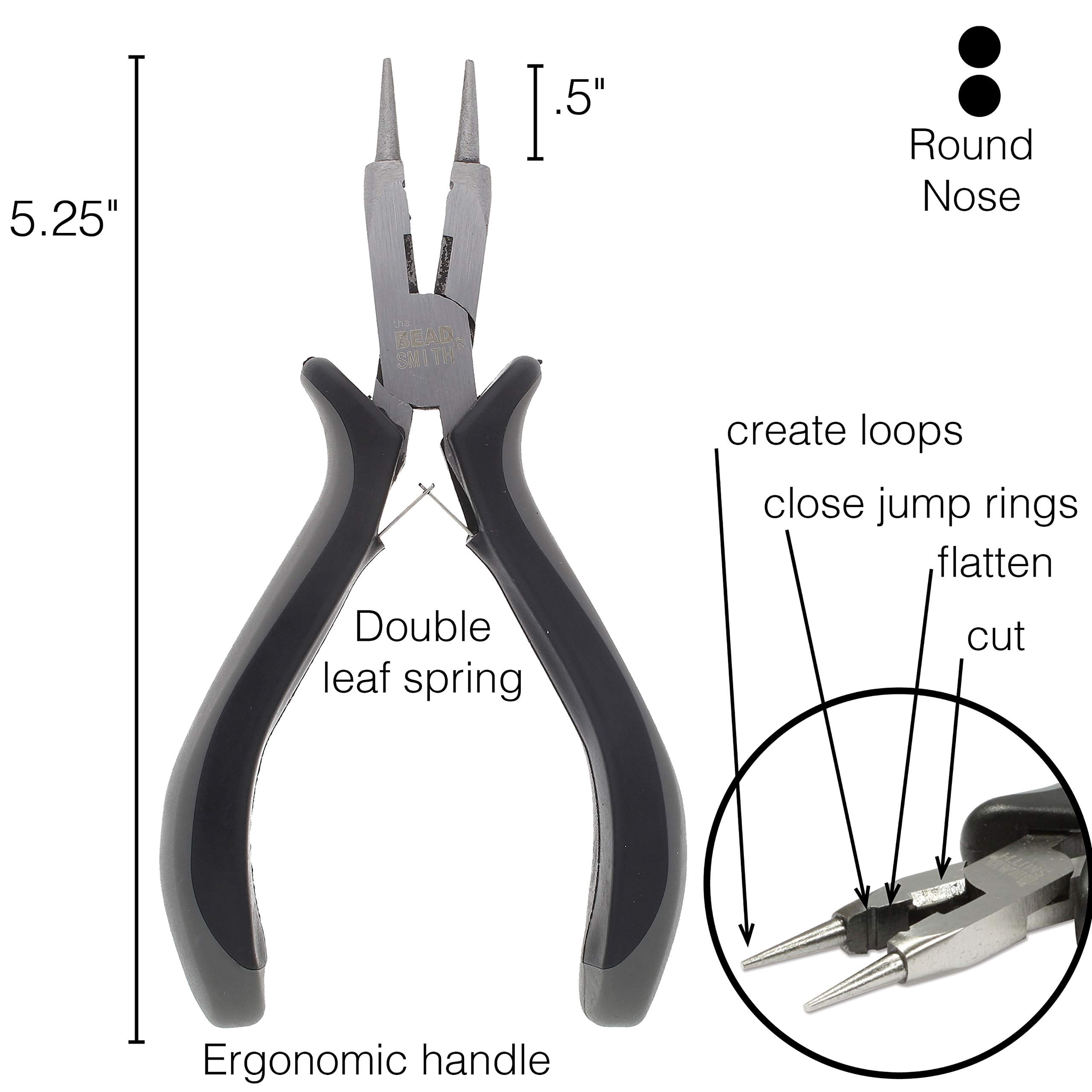 The Beadsmith 4-in-1 Ergonomic Pliers - All-Purpose Jewelry Making Tool w/Comfort Grip, 5.25”, Create Loops, Cut and Flatten Wire, Close Jump Rings