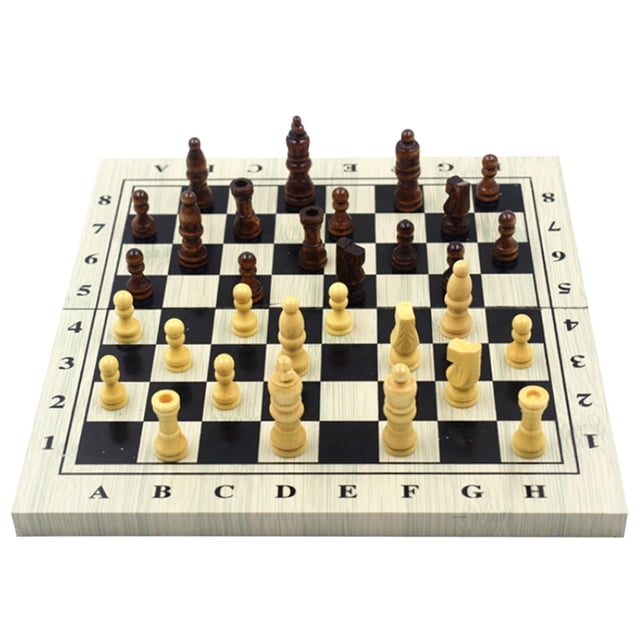 Foldable Wooden Chess Set with Exquisite Fine Wood Board - Portable Travel Chess Game for All Ages 6+, Solid Wood Pieces, Wear-Resistant & Scratch-Proof, Ideal for Kids' Manipulative and Thinking