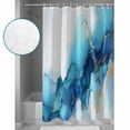 thumbnail image 4 of Abstract Marble Texture Shower Curtain, 48" x 72", Blue Gold Gradient Modern Art Decoration Waterproof Bathroom Curtain Washable Shower Curtain Set with 12 Hooks, 4 of 6
