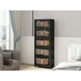 thumbnail image 2 of Black, 24" Side Wide Folding Storage Cabinet ,5 Tiers,23.62"×13.78"×59.84",Collapsible Storage Bins with Magnetic Door, Plastic Storage Cabinet with Wheels, 2 of 16
