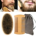 thumbnail image 5 of TSV Beard Brush and Mustache Comb Kit for Men, Boar Bristle Beard Brush, Wooden Grooming Comb, Bag Included, 5 of 8