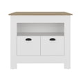 thumbnail image 4 of Kitchen Island 35" H, whit 2 doors, 3 shelves, White/Macadamia, 4 of 6