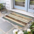 thumbnail image 2 of Farmhouse Teal Brown Doormat Outdoor Entrance 20"x31.5", Country Ombre Wooden Absorb Moisture Dirt Door Mats, Non-Slip Rubber Backing Floor Mats Indoor, Low-Profile Front Door Rugs, 2 of 9