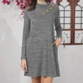 thumbnail image 2 of LIaqionyy Women's Winter Dresses Long Sleeve Casual Loose Fashion Shirt Mini Dress with Pockets S-5XL, 2 of 3