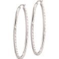 thumbnail image 2 of Sterling Silver Rhodium Plated Polished Diamond-Cut Oval Hoop Earrings (50 X 22) Made In Indonesia qe8267, 2 of 5
