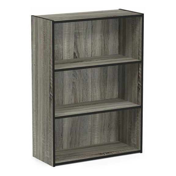Pemberly Row Engineered Wood 3-Tier Open Shelf in French Oak Gray