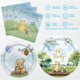 thumbnail image 3 of 150pcs Bear Baby Shower Decorations Include Plates Napkins for Baby Shower Deco Paper Disposable Tableware Set for Kids Boys Serves 50 People, 3 of 4