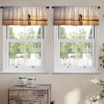 thumbnail image 2 of LALILO Kitchen Curtain Valance Watercolor Landscape With Rod Pocket Window Curtain 52"x 18" Set of 2, 2 of 7