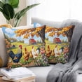 thumbnail image 3 of Outdoor Pillow Cover Rooster Flowers Trees Set of 2 Waterproof Throw Pillowcases Vintage Farmhouse Decorative Patio Furniture Pillows for Couch Garden Indoor & Outdoor Use, 3 of 9