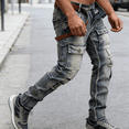 thumbnail image 5 of Men's Vintage Wash Cargo Stretch Jeans: Utility Strap Denim | Comfort Flex Fabric, Standard Sizing (30-40), 5 of 9