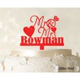 thumbnail image 1 of Personalized Mr & Mrs Wedding Cake Topper Personalized Glitter Red Cake Topper Color Option Available 5-7 Inches Wide, 1 of 1